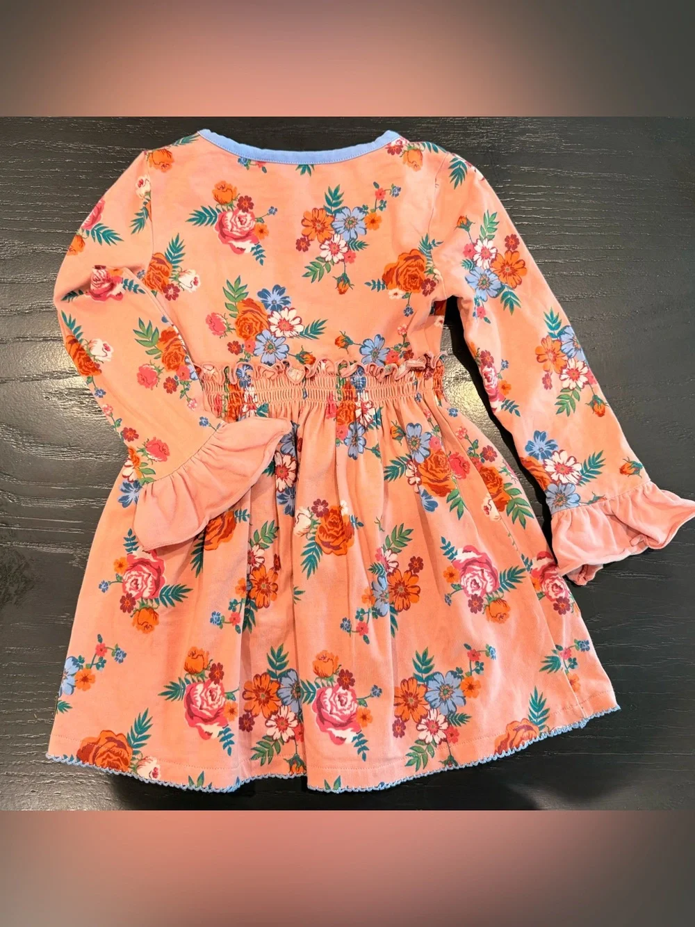 EUC Matilda Jane Peach Floral Long-Sleeve Twirl Dress 2T - Picture 2 of 5
